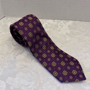 Ted Baker London‎ Silk Tie Purple Medallion Geo Old Money Dapper Preppy Wedding